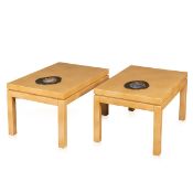 WILLY DARO: A PAIR OF BELGIAN LACQUERED WOOD AND AGATE SIDE TABLES c.1970