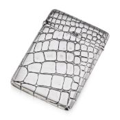 AN EDWARDIAN SOLID SILVER ANTIQUE CROCODILE EFFECT CARD CASE C.1903