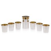 A SLVER AND SILVER GILT CASED SET OF SHOTGUN CARTRIDGE CUPS, DEAKIN & FRANCIS, C. 1993