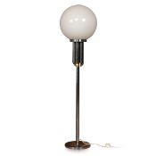 A 20thC CHROME FLOOR LAMP WITH HAND BLOWN VENETIAN GLASS SHADE, MURANO ITALY