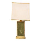 A 20TH CENTURY BRASS AND GREEN FELT LAMP, ITALY c.1970