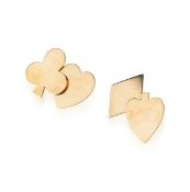 A PAIR OF 9CT GOLD DECK OF SUITS CUFFLINKS c.1986, ENGLISH