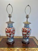 A PAIR OF CHINESE STYLE CERAMIC LAMP BASES