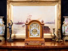 A LATE 19TH CENTURY ENGLISH FUSEE MANTEL CLOCK