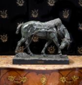 ARTHUR JACQUES LEDUC (FRENCH, 1848-1918): A VERY LARGE BRONZE 'CHEVAL DE LABOUR'