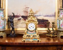 HENRI PICARD: A FINE 19TH CENTURY FRENCH GILT BRONZE AND PORCELAIN MOUNTED CLOCK