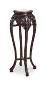 A LATE 19TH CENTURY CHINESE HONGMU AND MARBLE STAND