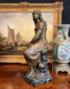 AFTER AUGUSTE MOREAU (1861-1906): AN EARLY CENTURY SPELTER FIGURE OF A MAIDEN