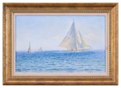 HOLGER LUBBERS: A SAILING BOAT AT SEA, 1923