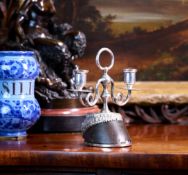 ROLAND WARD: A RARE 19TH CENTURY SILVER PLATED HORSE HOOF CANDELABRA