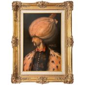 A LATE 19TH / EARLY 20TH CENTURY PORTRAIT OF OTTOMAN SULTAN SULEIMAN THE MAGNIFICENT
