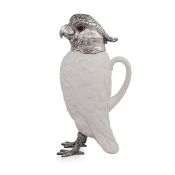 ASPREY & CO.: AN EARLY 20TH CENTURY STERLING SILVER AND PORCELAIN CLARET JUG C 1912
