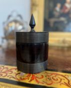 A 19TH CENTURY LIGNUM VITAE WOOD TURNED TREEN TOBACCO JAR