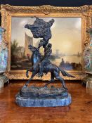 AFTER FREDERIC REMINGTON (AMERICAN,1861-1909): 'THE BUFFALO SIGNAL' BRONZE