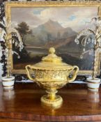 AN EARLY 19TH CENTURY SILVER GILT VASE AND COVER
