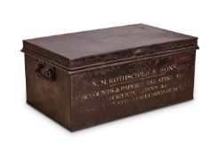 ROTHSCHILD & SONS: AN EARLY 20TH CENTURY PAINTED METAL DOCUMENT TRUNK