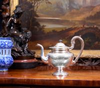 A 19TH CENTURY DANISH SILVER TEAPOT C. 1840'S, COPENHAGEN