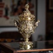 A MAGNIFICENT 19TH CENTURY STERLING SILVER CUP AND COVER C. 1893