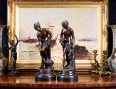 A PAIR OF 19TH CENTURY BRONZES OF VENUS AFTER FALCONET AND ALLEGRAIN