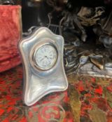 A STERLING SILVER DESK CLOCK