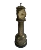 A LATE 19TH CENTURY FRENCH SILVERED BRASS COMPENDIUM IN THE FORM OF A LIGHTHOUSE