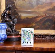 A 19TH CENTURY CHINESE FAMILLE VERTE PORCELAIN BRUSH POT