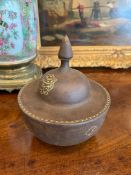 AN ISLAMIC DAMASCENED BOWL AND COVER