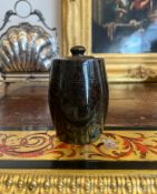 A LATE 19TH CENTURY CORNISH SERPENTINE MARBLE TOBACCA JAR