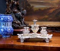 A LATE 19TH CENTURY STERLING SILVER INKSTAND, C. 1888