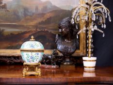 A 19TH CENTURY PORCELAIN AND ORMOLU MOUNTED BRULE PARFUM