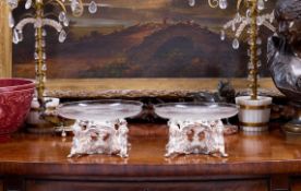 A PAIR OF LATE 19TH CENTURY SILVER PLATED EGYPTIAN REVIVAL CENTREPIECES