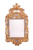 A 19TH CENTURY LOUIS XV STYLE GILTWOOD WALL MIRROR