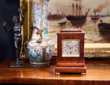 A MID 19TH CENTURY FOUR GLASS LIBRARY CLOCK SIGNED 'JOHNSON, LONDON'