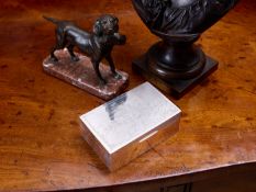 A STERLING SILVER GEORGE V PERIOD BOX OF HUNTING THEME, LONDON, C. 1926