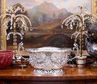 A LARGE LATE 19TH CENTURY GERMAN SILVER AND GLASS CENTREPIECE C. 1890