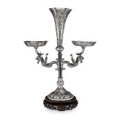 A 19TH CENTURY CHINESE EXPORT SILVER DRAGON EPERGNE, HUNG CHONG & CO. C. 1890