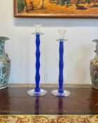 ANNE NILSSON (SWEDISH, B. 1953): TWO CELESTE CANDLESTICKS