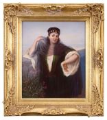 KPM: A LATE 19TH CENTURY BERLIN PORCELAIN PANEL DEPICTING AN ARAB BEAUTY