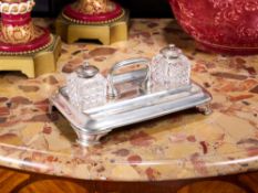 ELKINGTON & CO.: A 19TH CENTURY STERLING SILVER INKSTAND, C. 1883