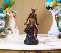 EUROPE BOURET (FRENCH 1833-1906): A BRONZE FIGURE OF MERCURY
