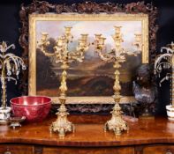 A PAIR OF LARGE AND IMPRESSIVE 19TH CENTURY GILT BRONZE CANDELABRA