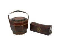 A LATE 19TH CENTURY CHINESE WEDDING BASKET TOGETHER WITH A CASKET