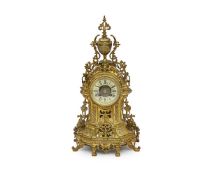 A LATE 19TH CENTURY FRENCH GILT BRASS MANTEL CLOCK