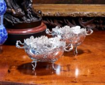 A PAIR OF LATE 19TH CENTURY STERLING SILVER SWEET MEAT DISHES