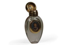 A FINE ENGLISH ROCK CRYSTAL AND GOLD MOUNTED SCENT BOTTLE C.1850
