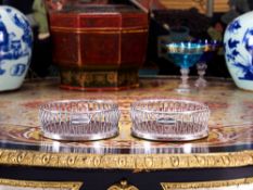 A PAIR OF GEORGE III PERIOD STERLING SILVER WINE COASTERS, SHEFFIELD C. 1790