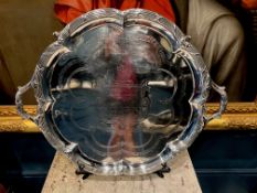 HUNT & ROSKELL, LATE STORR & MORTIMER: A MASSIVE STERLING SILVER PRESENTATION TRAY C. 1880