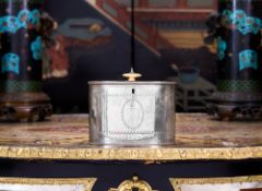 AN 18TH CENTURY STERLING SILVER TEA CADDY WITH KEY, C. 1785 THOMAS CHAWNER