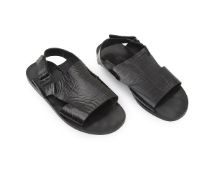 LOUIS VUITTON: A PAIR OF MEN'S CROCODILE EFFECT SANDALS