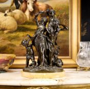 A FINE 19TH CENTURY FRENCH BRONZE OF 'THE BACCHANALS', AFTER CLODION